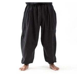 Harem Pants Genie Cotton Black Thai Yoga Baggy Drop Crotch Mens One Size